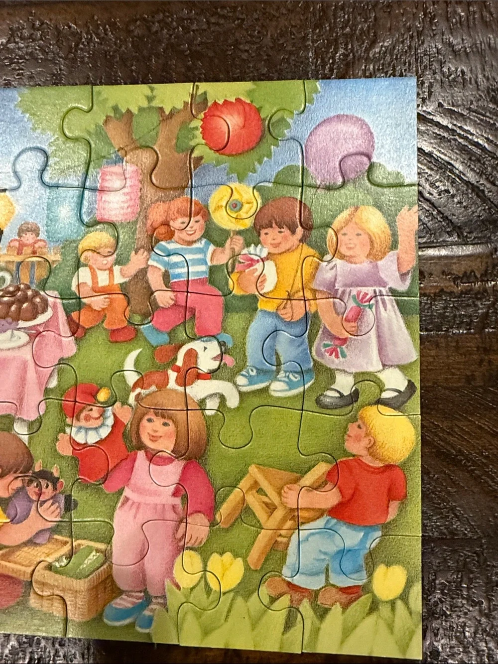 Ravensburger Vintage 1980s Colorful Childrens Picnic Puzzle with Balloons